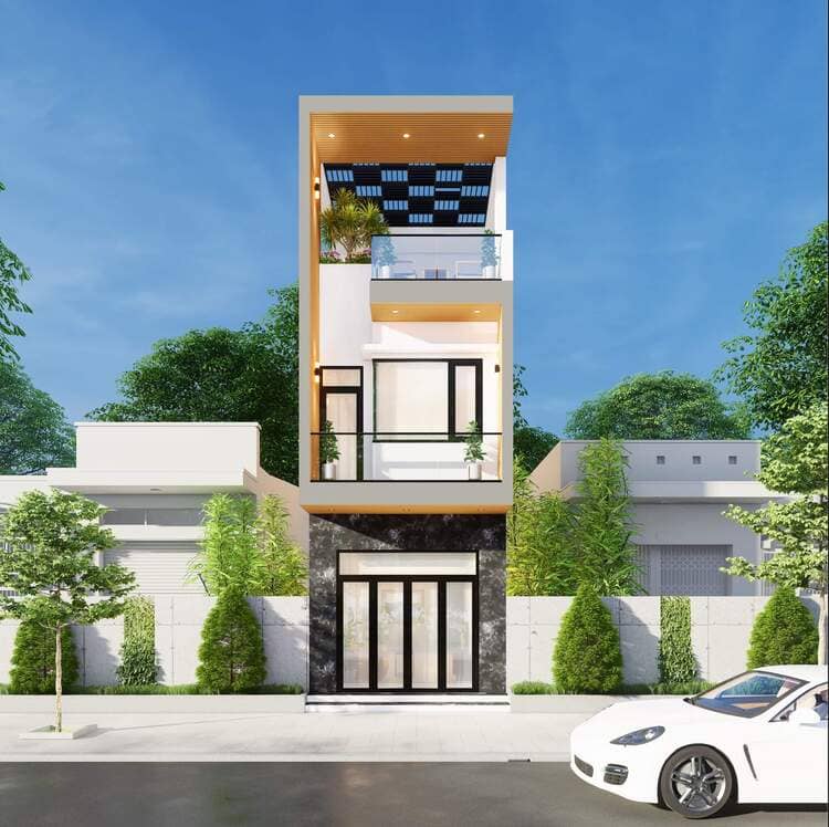 Mẫu nhà đẹp 2 tầng 1 tum đơn giản