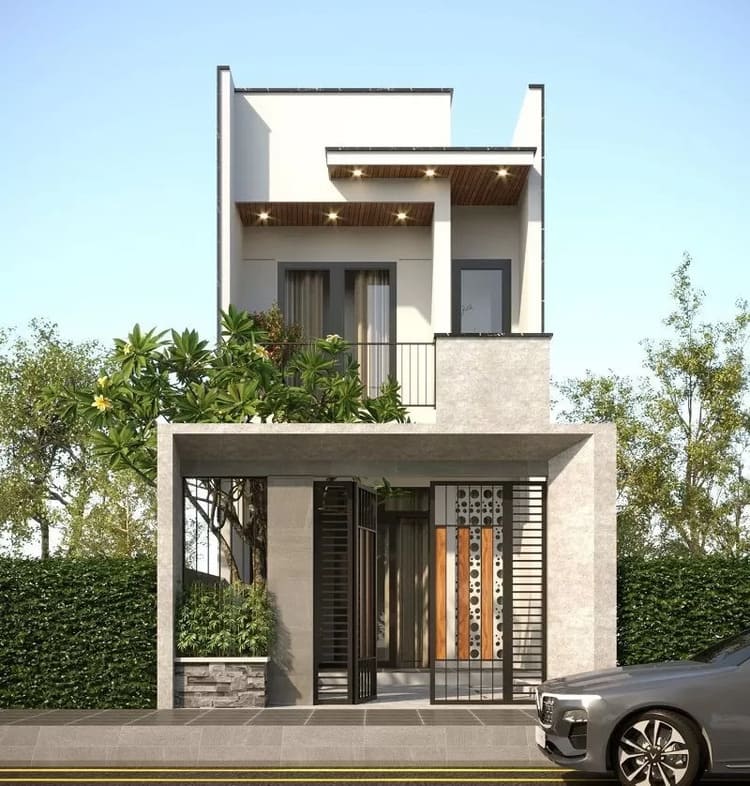 Mẫu nhà đẹp 2 tầng với mái bằng được tận dụng như sân thượng