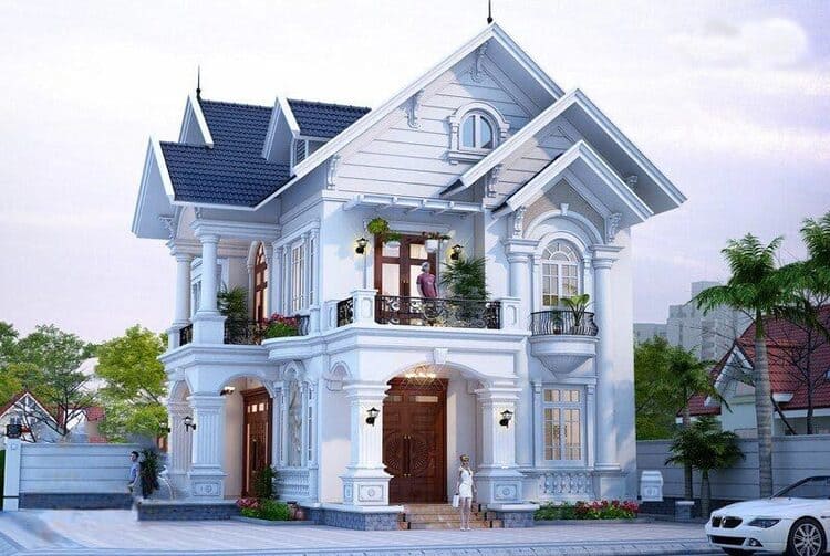 Mẫu nhà đẹp 2 tầng mái Thái đơn giản mà ấn tượng