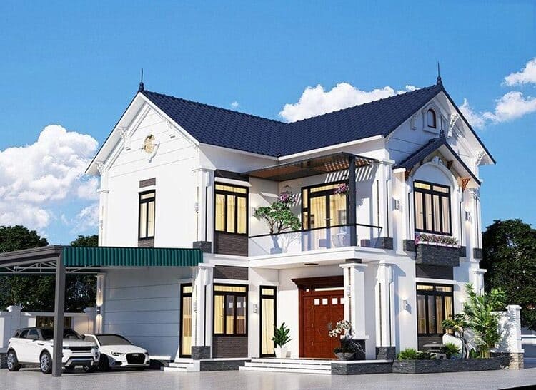 Mẫu nhà đẹp 2 tầng mái Thái truyền thống pha lẫn hiện đại