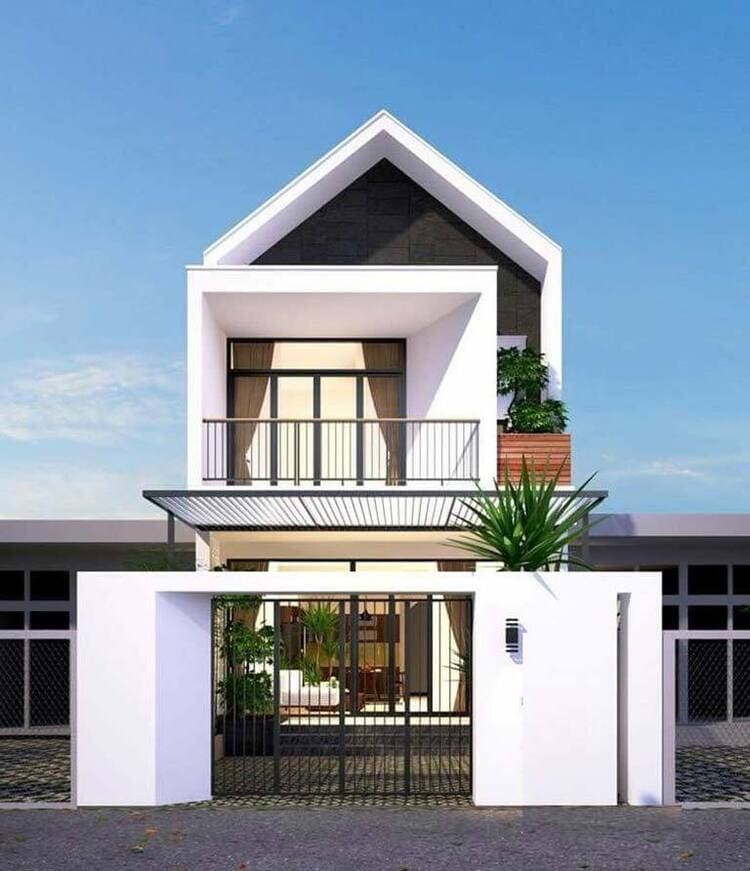 Mẫu nhà đẹp 2 tầng có mặt tiền 5m đơn giản mà hiện đại