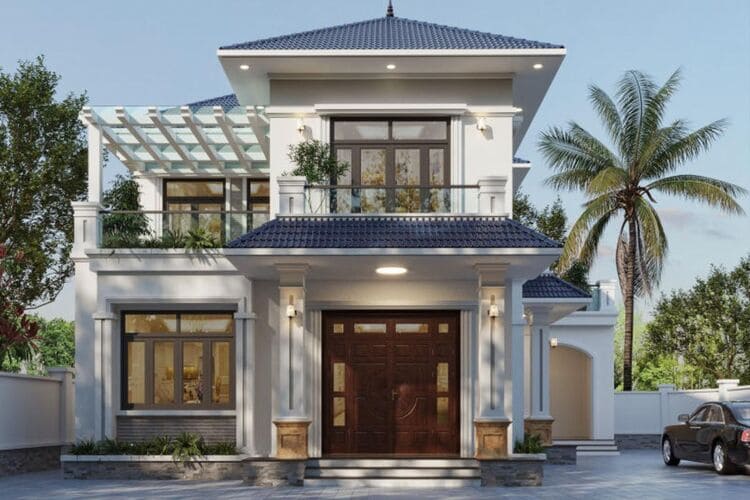 Mẫu nhà đẹp 2 tầng chữ L độc đáo và hiện đại