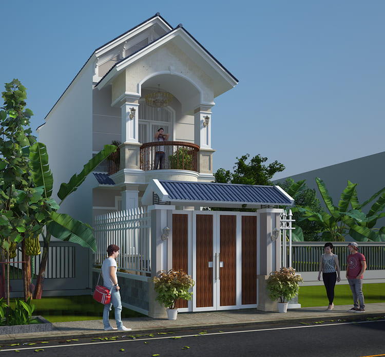 Mẫu thiết kế nhà phố mái Thái 2 tầng