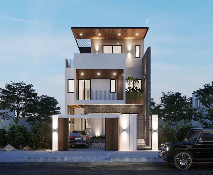Nhà phố mái bằng hiện đại và sang trọng