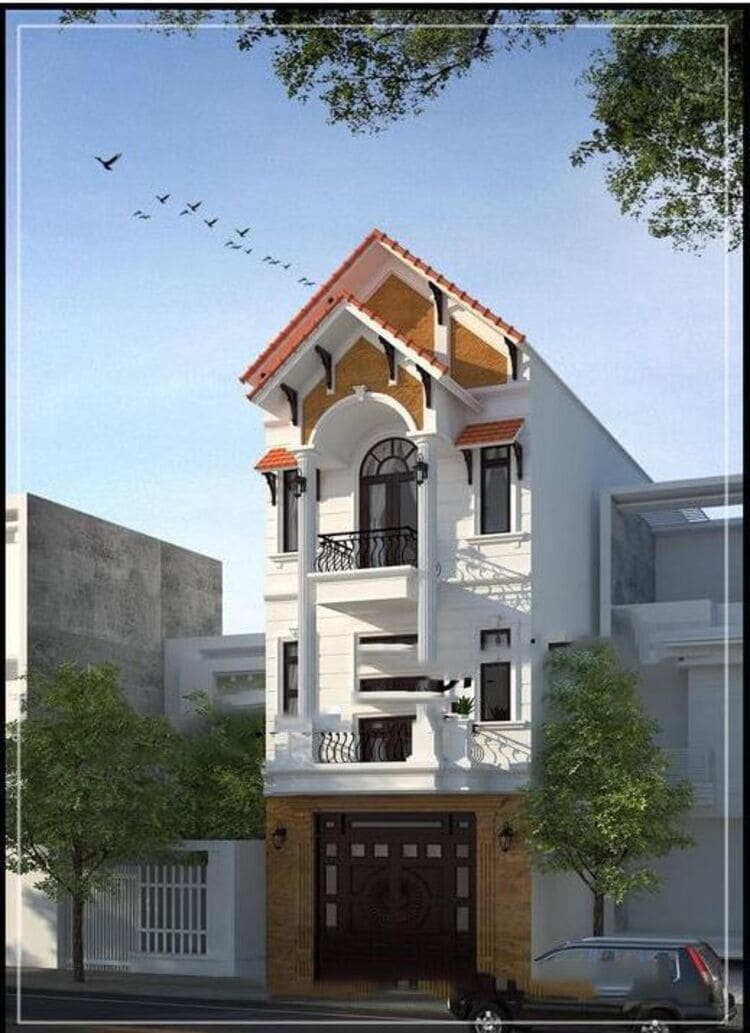 Mẫu thiết kế nhà phố kiểu ống mái ngói