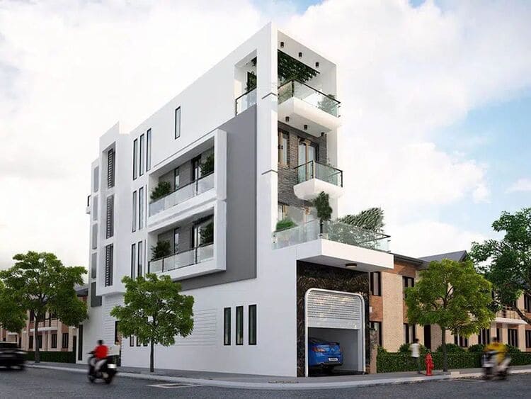 Thiết kế nhà phố hai mặt tiền nhiều phòng