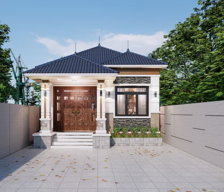 Mẫu thiết kế nhà phố mái kiểu Nhật đơn giản