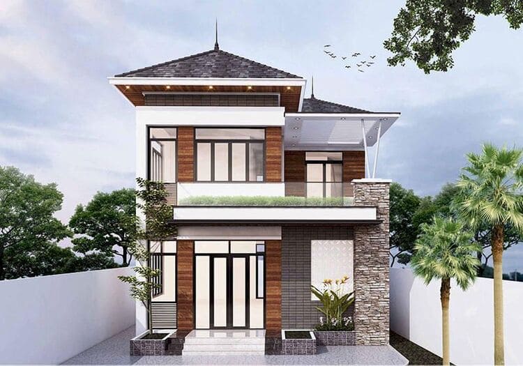 Mẫu thiết kế nhà phố mái Nhật 2 tầng