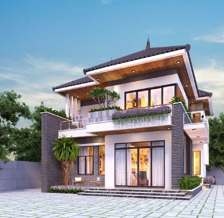 Mẫu thiết kế nhà phố mái Nhật đẹp và hiện đại