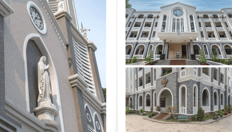 Gạch thẻ ốp tường ngoài trời nhà thờ Thuận Hòa (Vũng Tàu)