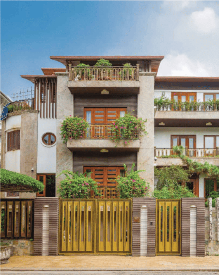 Nhà ốp gạch ốp tường ngoài trời của Villa Linh Đàm