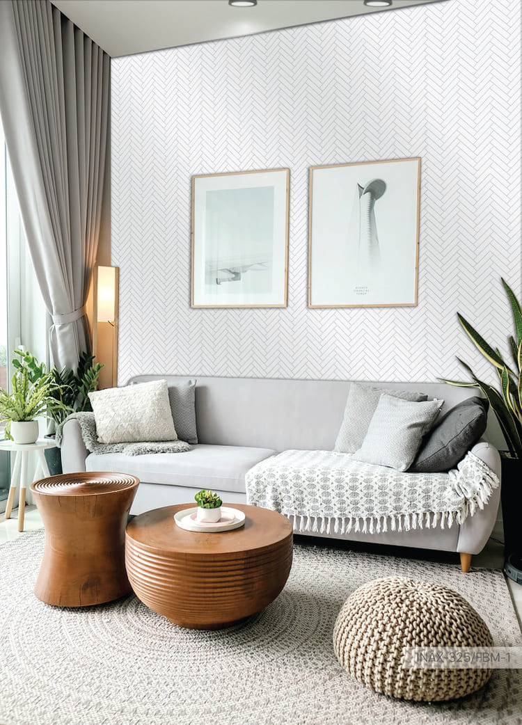 mẫu gạch ốp tường phòng khách đẹp Fishbone Mosaic