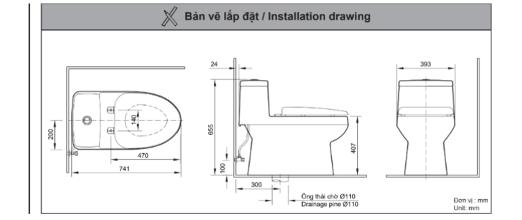 Bản vẽ lắp đặt bồn cầu 1 khối AC-939VN-2