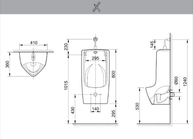 Bản vẽ bồn tiểu nam AU-411V