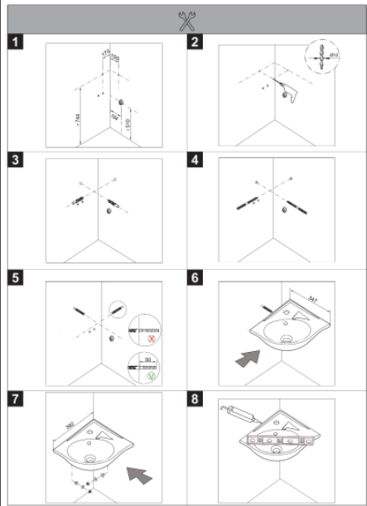 Hướng dẫn lắp đặt chậu rửa góc L-281V Bước 2