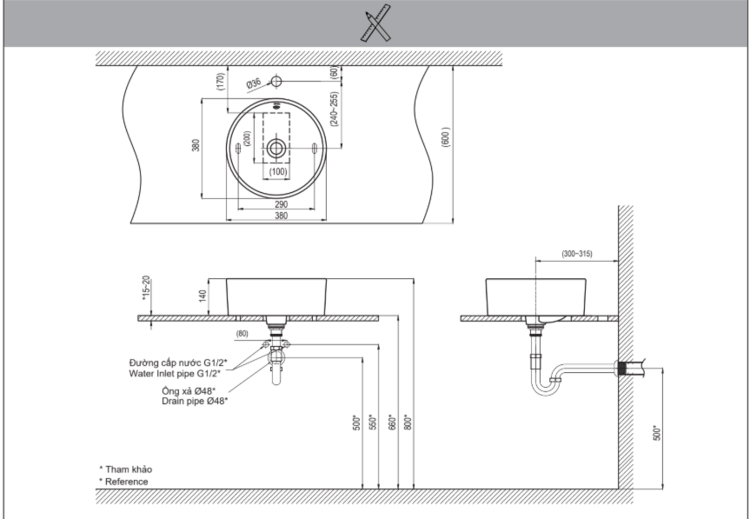 Hướng dẫn lắp đặt chậu rửa đặt bàn L-295V