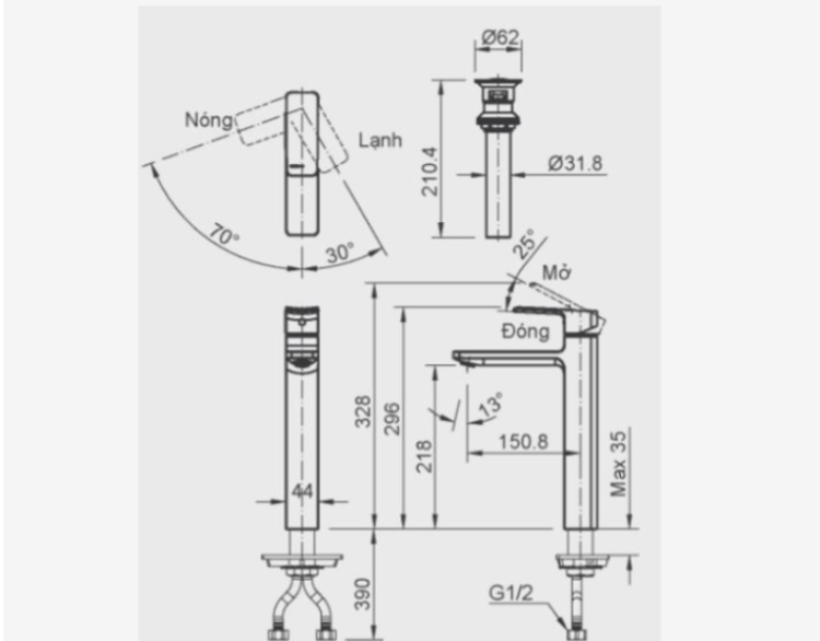 Bản vẽ sen vòi đơn LFV-5012S