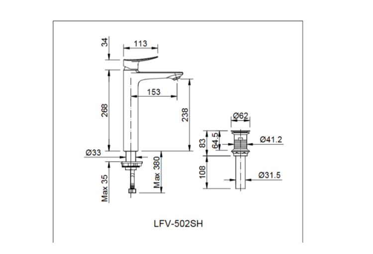 Bản vẽ sen vòi đơn LFV-502SH
