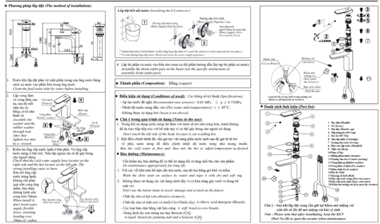 Hướng dẫn lắp đặt vòi chậu đặt bàn LFV-632S-2