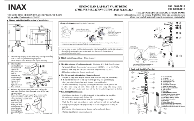 Hướng dẫn lắp đặt sen vòi đơn LFV-632S