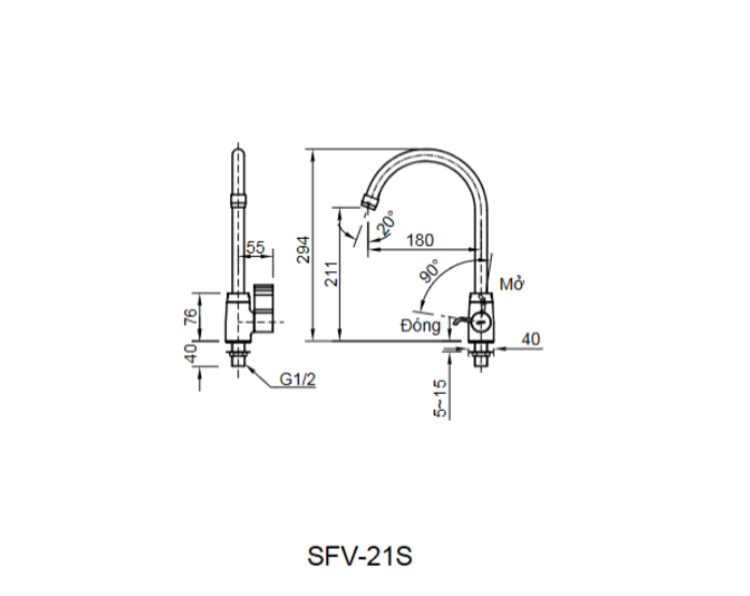 Bản vẽ Vòi bếp SFV-21