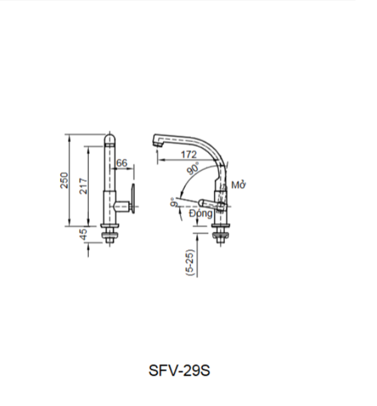 Bản vẽ Vòi bếp SFV-29