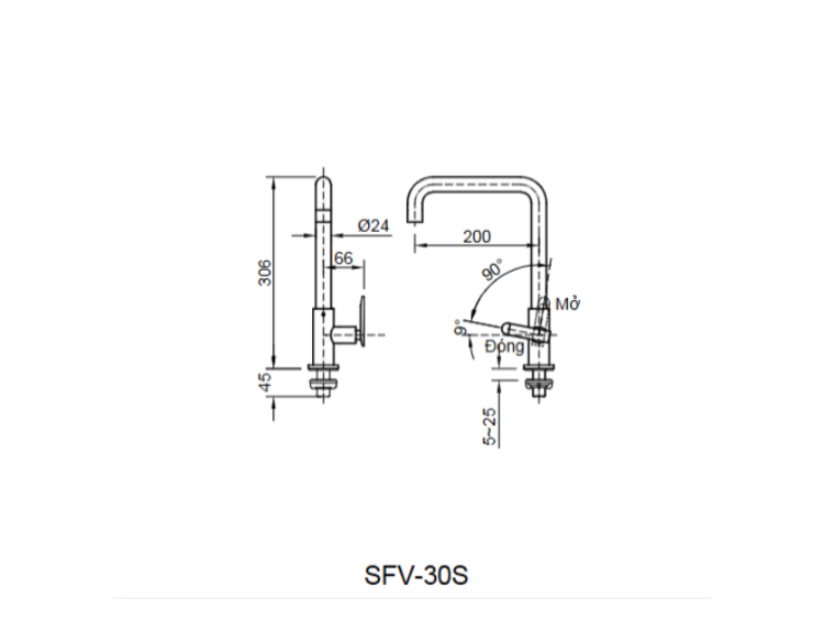 Bản vẽ Vòi bếp SFV-30