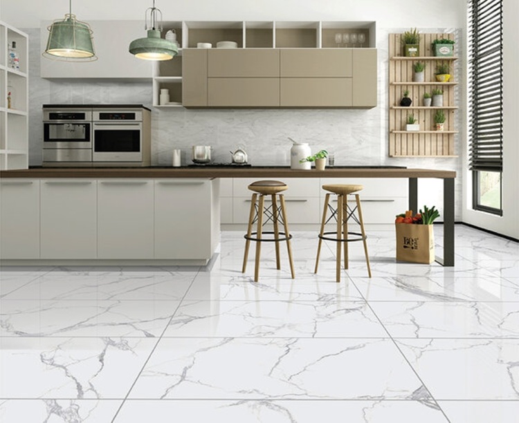 Phối cảnh gạch ốp chân tường cho phòng bếp