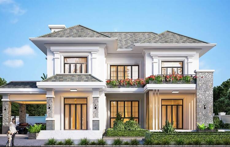 Xây dựng nhà 2 tầng 1 tum giúp gia chủ tối ưu hóa không gian sống