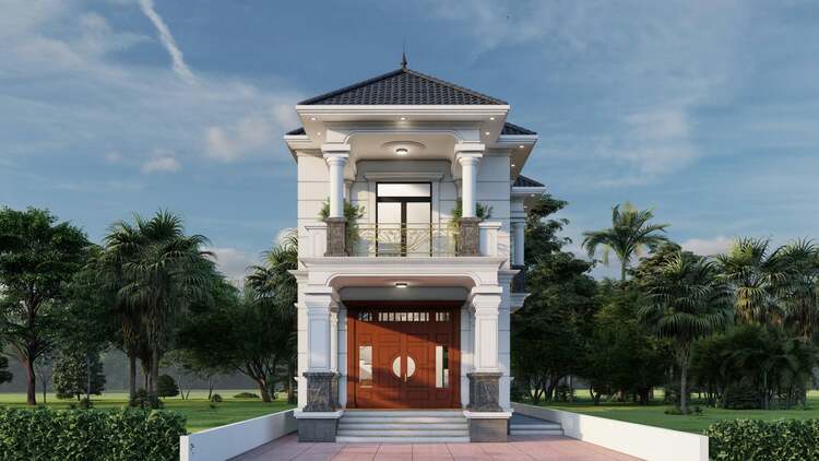 Nhà mặt tiền 2 tầng mái Nhật với thiết kế đơn giản, tinh gọn