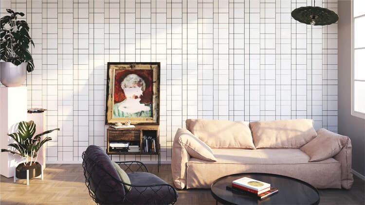 Cách phối màu gạch ốp tường phòng khách đẹp