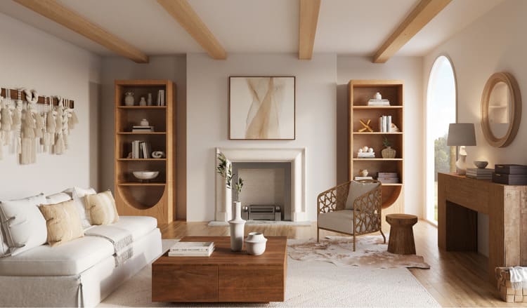 Ý tưởng thiết kế Wabi Sabi trong phòng khách