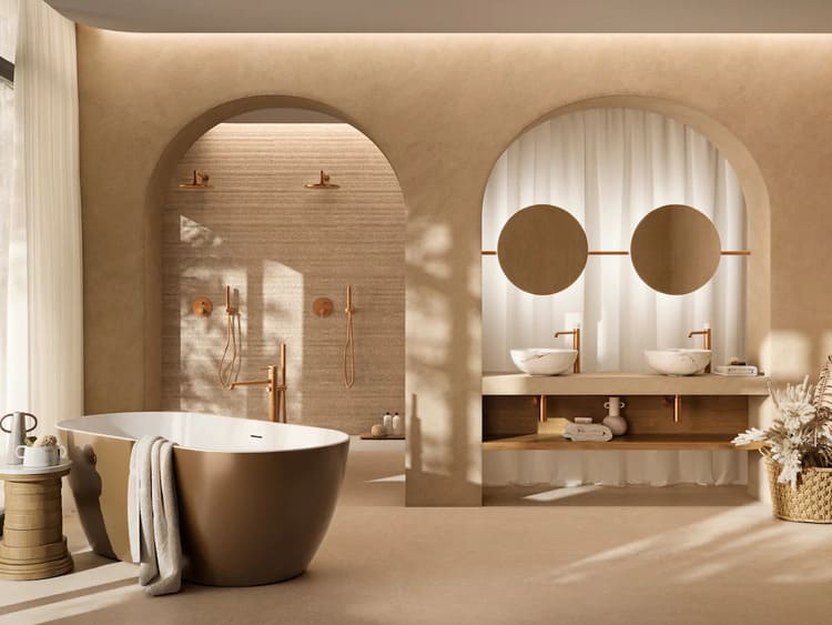 Ý tưởng thiết kế Wabi Sabi trong phòng tắm