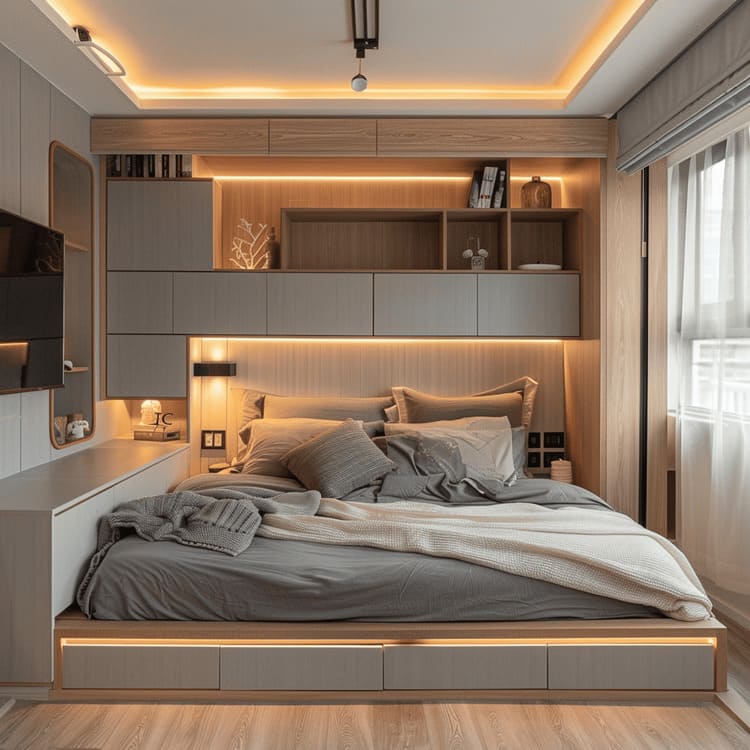 Trang trí phòng ngủ với các loại kệ treo tường