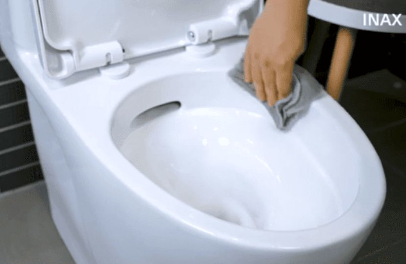 Dùng bàn chải cọ sạch lòng bồn, đặc biệt là vành bồn và các kẽ nhỏ