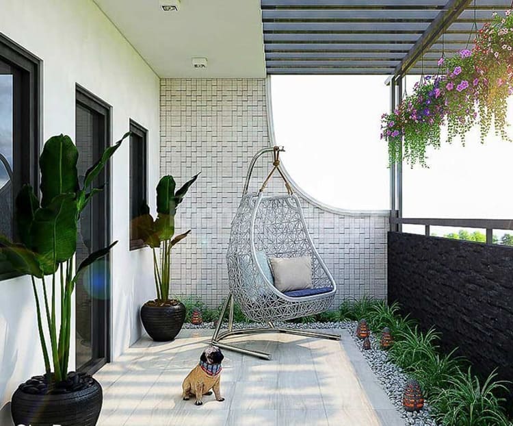 Gạch ốp ban công phong cách Tropical