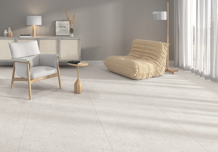 Mẫu gạch Terrazzo lát sàn phòng khách mang phong cách cổ điển pha lẫn hiện đại