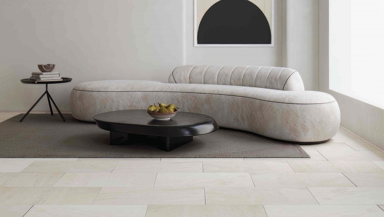 Gạch lát nền phòng khách phong cách tối giản