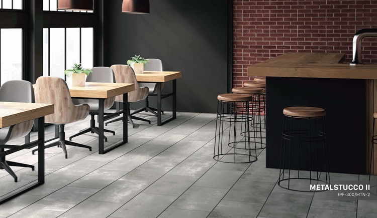 Mẫu gạch lát nền vân xi măng INAX METALSTUCCO II đẹp mắt cho phòng khách