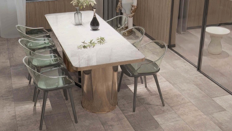 Mẫu gạch lát nền nhà bếp giả xi măng tối giản, phong cách hiện đại