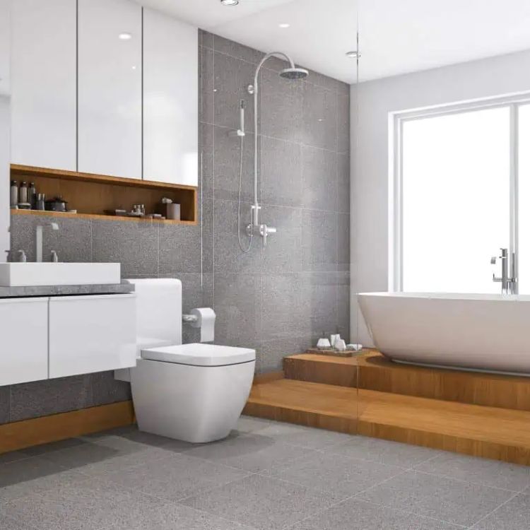 Mẹo phối gạch nhà vệ sinh màu ghi