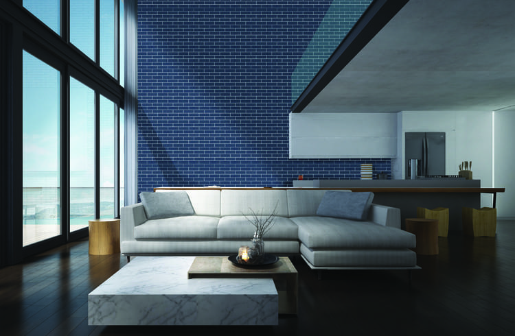 Phòng khách lớn ưu tiên gạch tông màu trầm để tạo chiều sâu