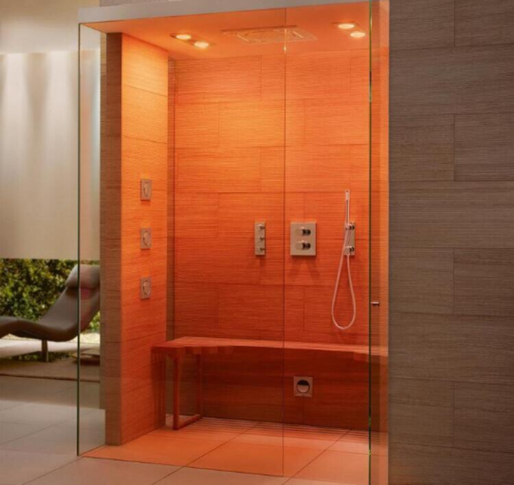 Phòng tắm kính cửa mở vuông góc