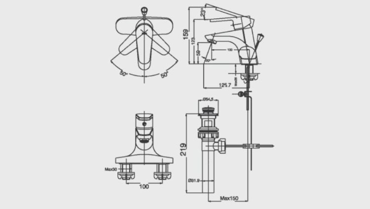 Bản vẽ sen vòi đơn LFV-111S