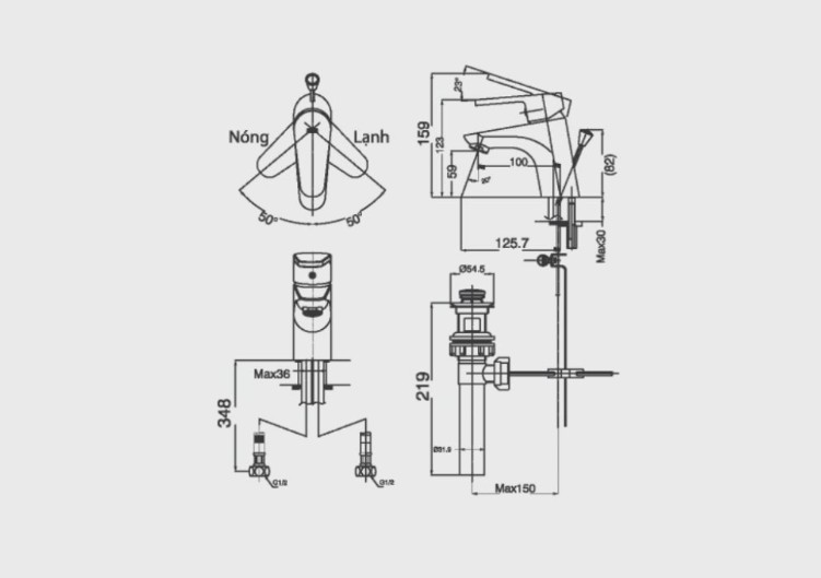 Bản vẽ sen vòi đơn LFV-112S