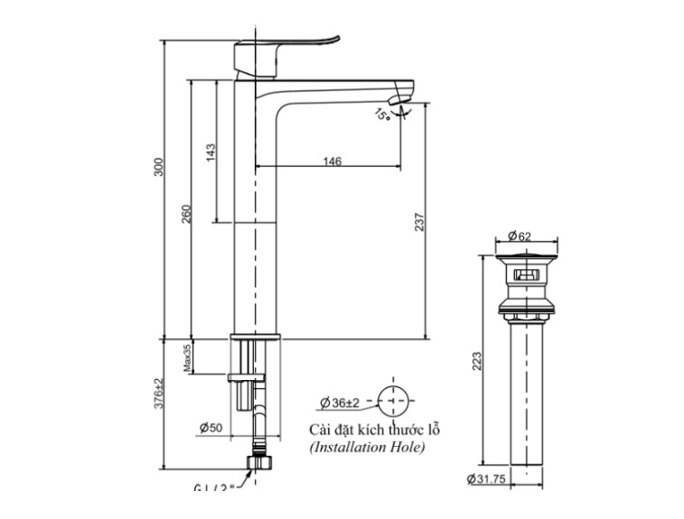 Bản vẽ sen vòi đơn LFV-2012SH