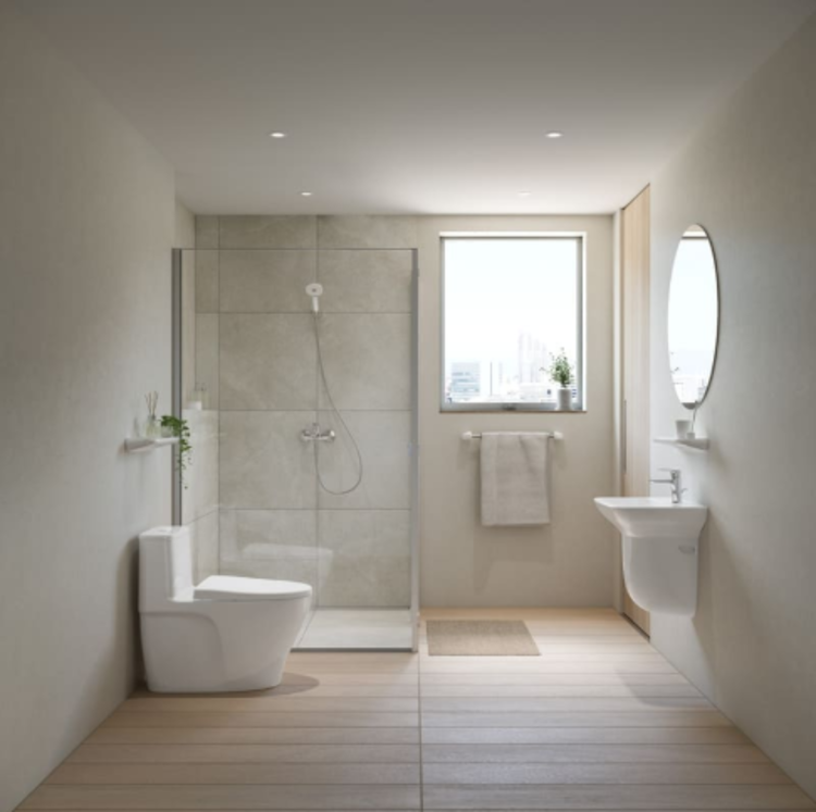 Mẫu phòng tắm theo phong cách tối giản, màu sắc đơn giản