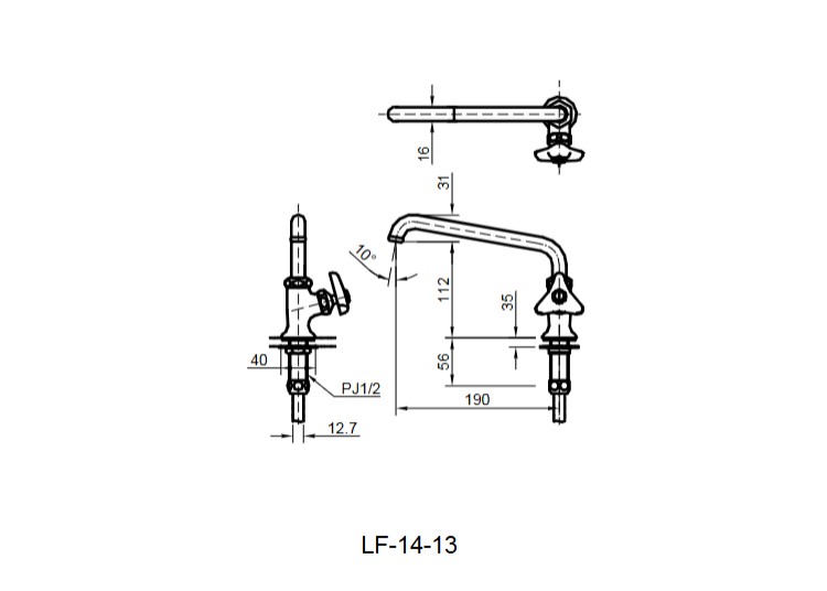 Bản vẽ vòi chậu nước lạnh LF-14-13