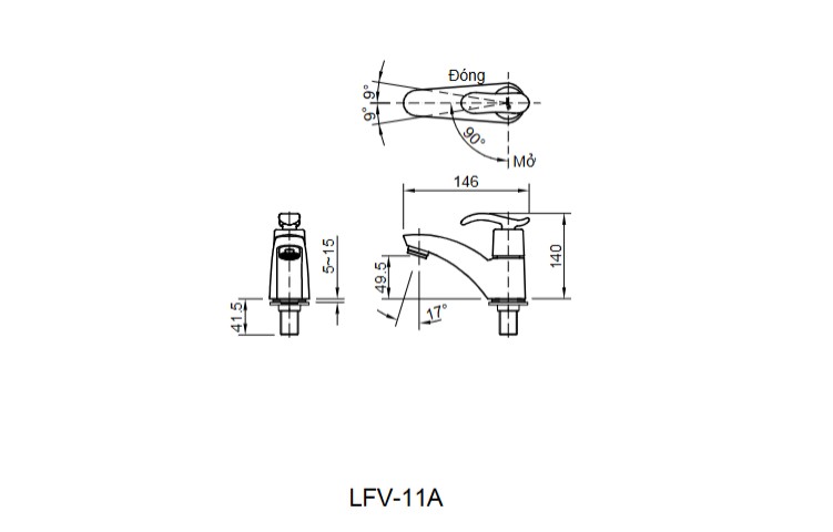 Bản vẽ vòi chậu nước lạnh LFV-11A