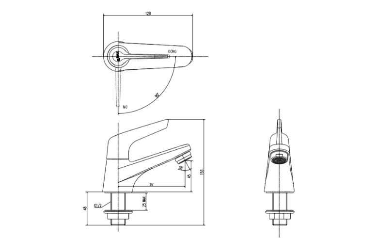 Bản vẽ Vòi chậu nước lạnh LFV-17